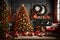 Compose a festive image featuring a beautifully decorated Christmas tree surrounded by an array of Christmas decorations. Capture