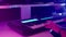 composer man is playing keyboard in modern digital audio workstation, closeup view of hand