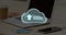 Composite of 1000 number with arrow and percentage sign in cloud over laptop, phone on desk