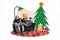 Composite collage image of cozy couple relax home sit sofa christmas new year greeting card template holiday x-mas