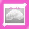 Composite of cotton candy day text with cloud in white square over pink abstract background