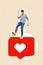 Composite designed artwork collage of youngster careless man famous blog star youtube vlog click repost isolated on