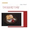 Composite of dessert day with enjoy a dessert text and baked dessert with berry fruits in plate