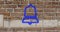 Composite of digital blue notification bell icon glowing against brick wall, copy space