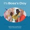 Composite of diverse female boss standing with coworker and it\'s boss\'s day text
