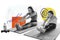 Composite graphics collage image of happy mother daughter repeat do sports together marathon stretching pilates aerobics