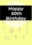 Composite of happy 50th birthday text over balloons on yellow background