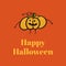 Composite of happy halloween text and halloween pumpkin on orange background