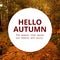 Composite of hello autumn text over autumn forest