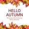 Composite of hello autumn text over autumn leaves on white background