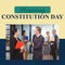 Composite of honouring constitution day text over caucasian lawyers and businesspeople