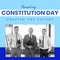 Composite of honouring constitution day text over diverse lawyers and businesspeople