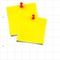 Composite image of blank yellow sticky note with thumbtack