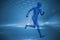 Composite image of blue character running