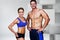 Composite image of bodybuilding couple