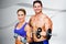 Composite image of bodybuilding couple