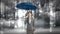 Composite image of businesswoman holding an umbrella