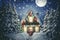 Composite image of cartoon santa carrying sack