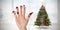 Composite image of christmas caroler fingers