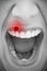 Composite image of close up of female mouth shouting