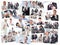 Composite image of collage of businessmen toasting and drinking champagne