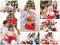 Composite image of collage of families celebrating christmas together at home