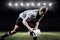 Composite image of determined sportsman looking away while playing rugby