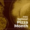 Composite image of dough with flour and cheese in bowl and enjoy national pizza month text