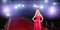 Composite image of elegant blonde standing hands on hips