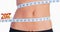 Composite image of fit belly surrounded by measuring tape