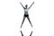 Composite image of fit woman jumping with arms out