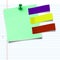 Composite image of green adhesive note with thumbtack
