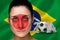 Composite image of japan football fan in face paint