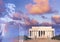 Composite image of Lincoln Memorial and statue of Abraham Lincoln