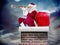 Composite image of santa claus looking through telescope