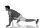 Composite image of side view of a fit man doing stretching exercise