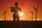 Composite image of thoughtful worker carrying wooden planks