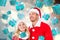 Composite image of young festive couple