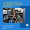 Composite of international school library month text and biracial girl reading book on wheelchair