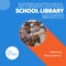 Composite of this october, international school library month text and diverse boys using tablet