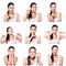 Composite of positive emotions and gestures with girl