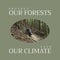 Composite of protect our forests and save our climate text and caucasian friends hiking in woods