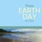 Composite of scenic view of lake and mountain with happy earth day and april 22 text, copy space