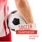 Composite of soccer championship and new matches on now text and midsection of player with ball