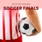 Composite of soccer finals raise to the challenge text over caucasian male footballer with ball