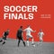 Composite of soccer finals raise to the challenge text over diverse male footballers with ball