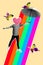 Composite trend artwork sketch image photo collage of young man hold umbrella homosexual gay headless heart instead lgbt