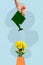 Composite vertical design minimal collage of beautiful bunch yellow flowers watering can gardening fresh yellow plant