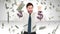 Composite video of businessman holding money bags