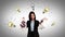 Composite video of businesswoman holding money bags